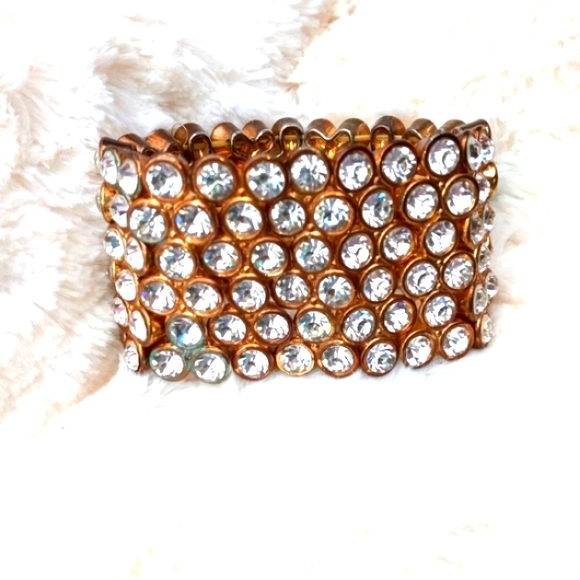 💞SALE!💞 Vintage Heavy RHINESTONE STRETCH Bracelet - Estate Jewelry - Picture 5 of 7